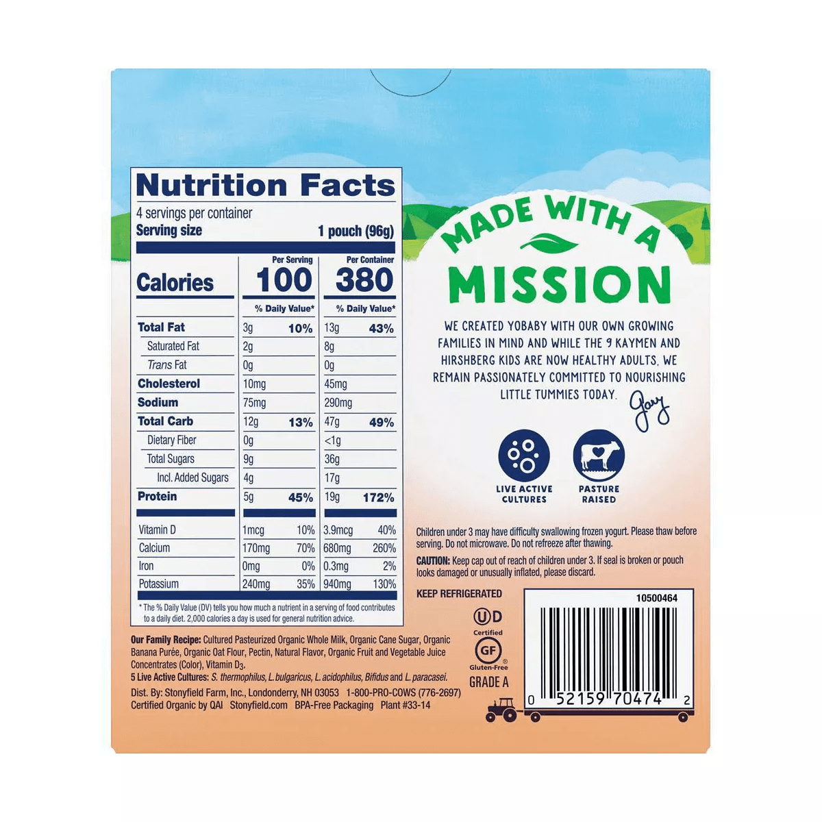 Stonyfield Organic Yobaby Whole Milk Yogurt - 4Ct/3.4Oz Pouches - Image 6