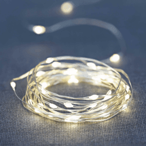 Battery-Operated Indoor 50-Count LED Warm White Wire Lights, with 8 Lighting Modes