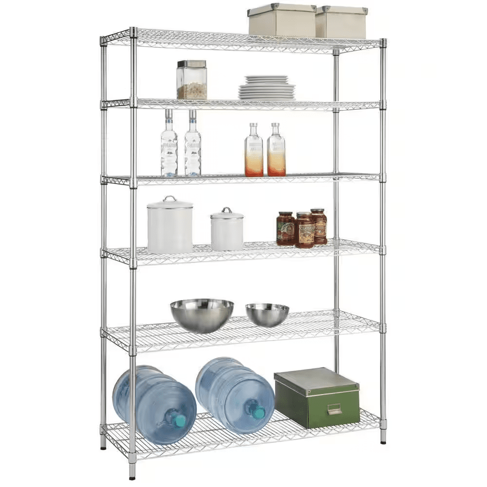 6-Tier Commercial Grade Heavy Duty Steel Wire Shelving Unit in Chrome (48 In. W X 72 In. H X 18 In. D) - Image 9