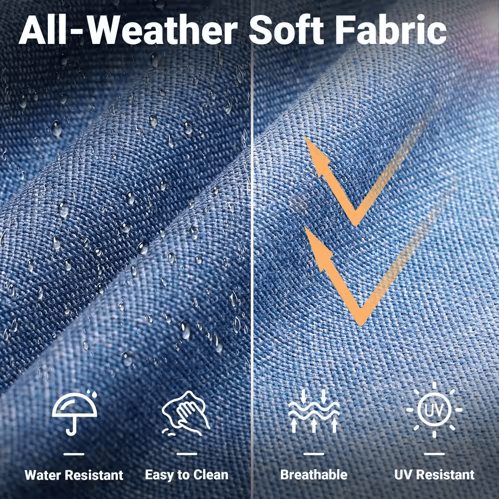 New Vultros Gray 5-Piece Wicker Outdoor Patio Conversation Seating Set with Blue Cushions - Image 9