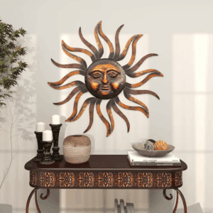 37-In W X 37-In H Metal Sun with Distressed Copper like Finish Nature Wall Sculpture