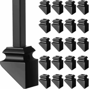 1/2 In. Iron Staircase Baluster Slant Shoes with Screws in Satin Black, 24-Pack