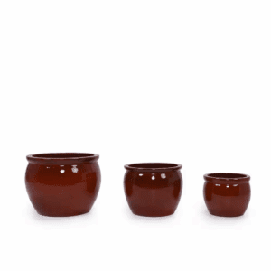 3-Piece Ceramic Planter Set, Flowerpots with Drainage for Outdoor Plants-Decorative Pots for Patio, Garden, Windowsill