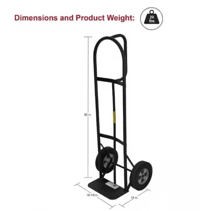 800-Lbs. Capacity 2 -Wheel Black Steel Standard Hand Truck - Image 5