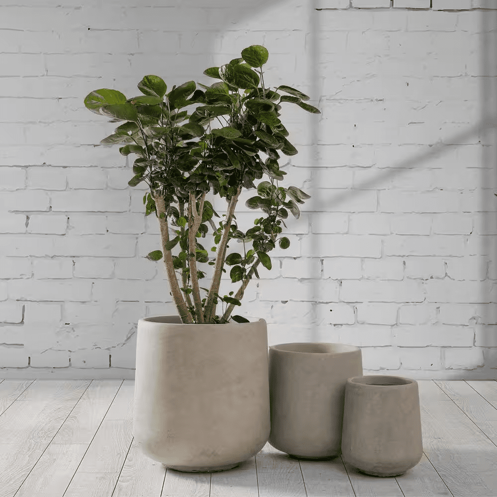 15.3 In. 11.6 In. 8.2 In. round Concrete Planters, Indoor/Outdoor Pots with Drainage Holes, Weathered Concrete - Image 5
