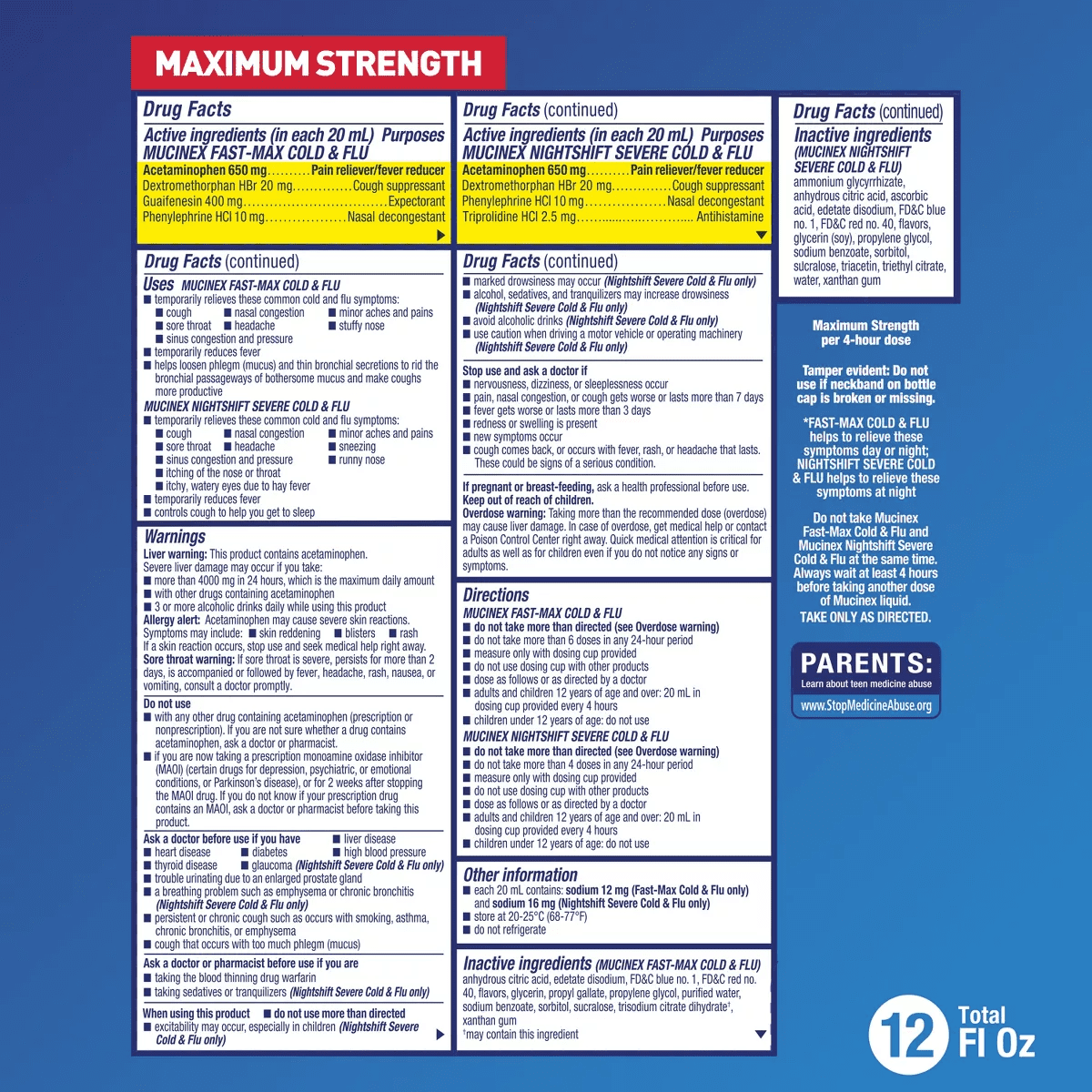 Mucinex Max Strength Cold & Flu Medicine - Day & Night - Liquid - 6 Fl Oz/2Ct - Image 3