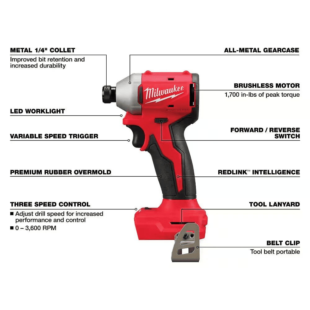 M18 18-Volt Lithium-Ion Brushless Cordless Combo Kit (4-Tool) with 2-Batteries, 1-Charger and Tool Bag - Image 9