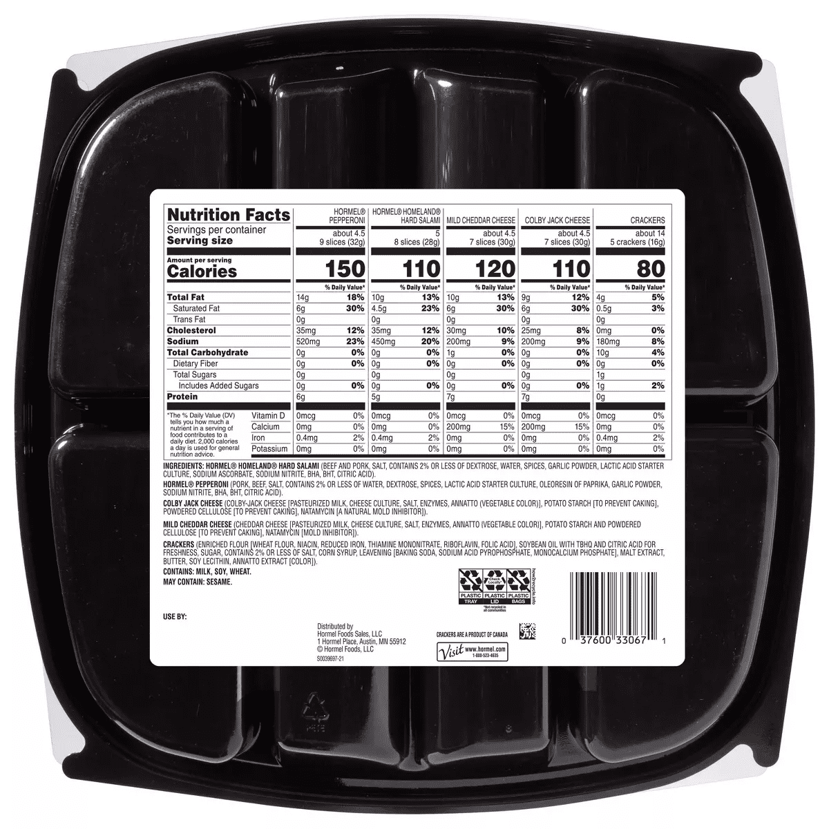 Hormel Gatherings Hard Salami, Pepperoni, Cheese & Crackers Charcuterie Party Tray - 28Oz - Image 4