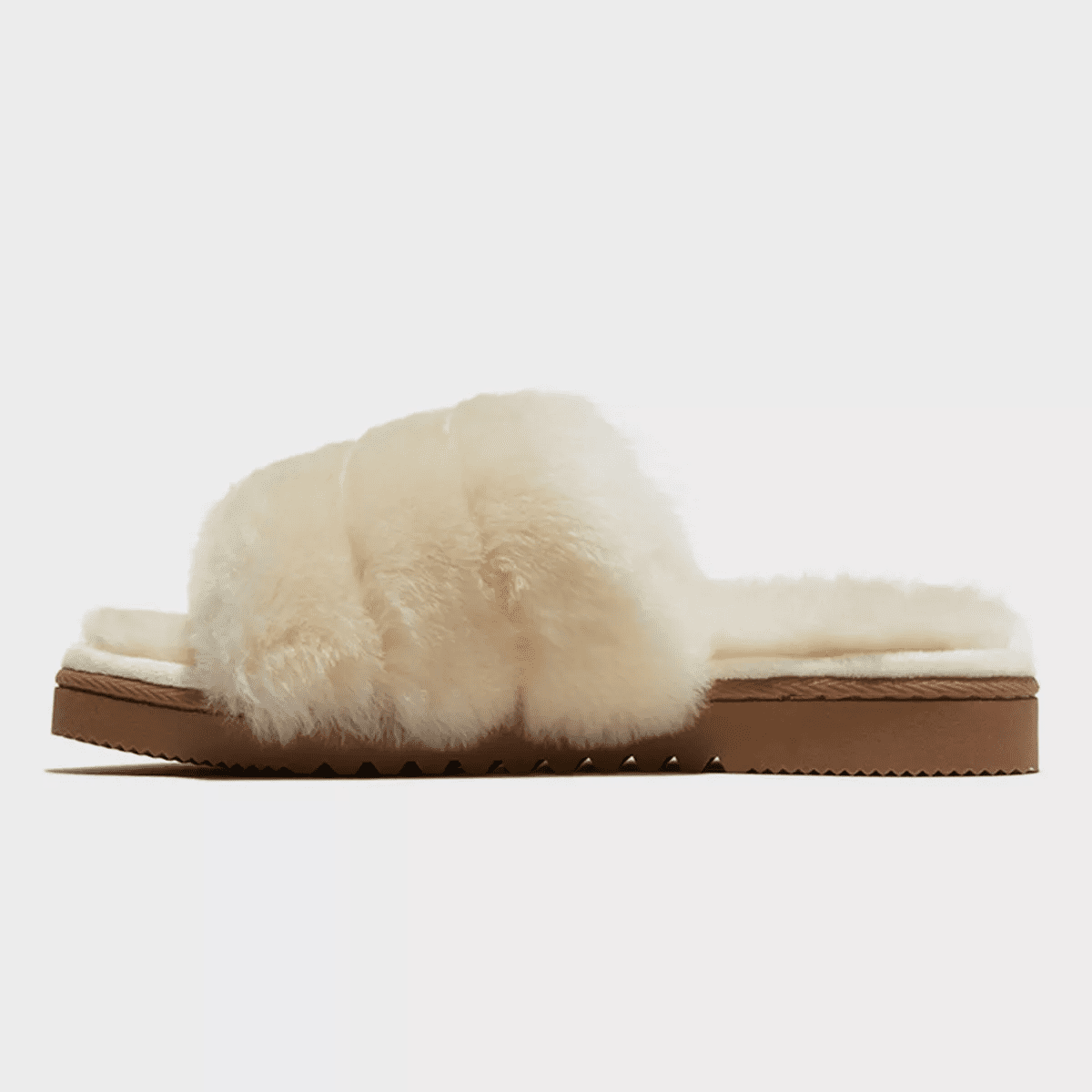 Dluxe by Dearfoams Women'S Shearling One Band Slide Slippers - Cream - Image 2