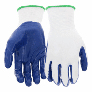 Large Blue Nitrile Dipped Polyester 10 -Pairs
