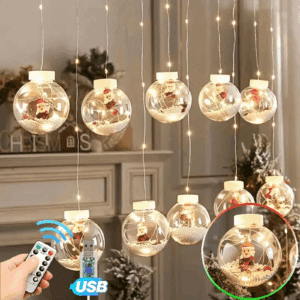 Usb-Powered LED Christmas Curtain Lights with Remote Control - 8 Lighting Modes, Festive Snowman, Santa & Tree Designs, Warm White Light for Holiday Window Décor