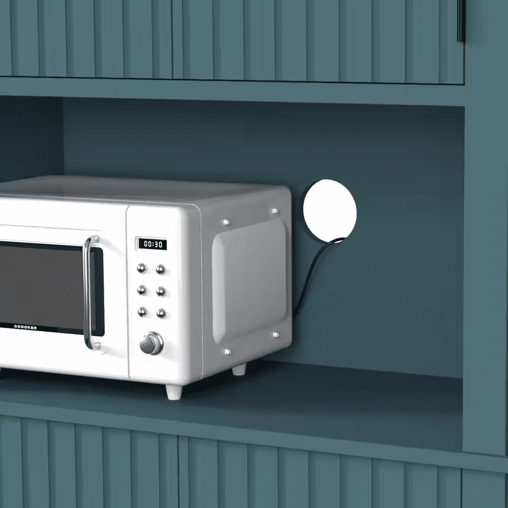 30.7 In. W Blue MDF Kitchen Buffet Pantry Storage Cabinet with Adjustable Shelf and Microwave Stand - Image 11