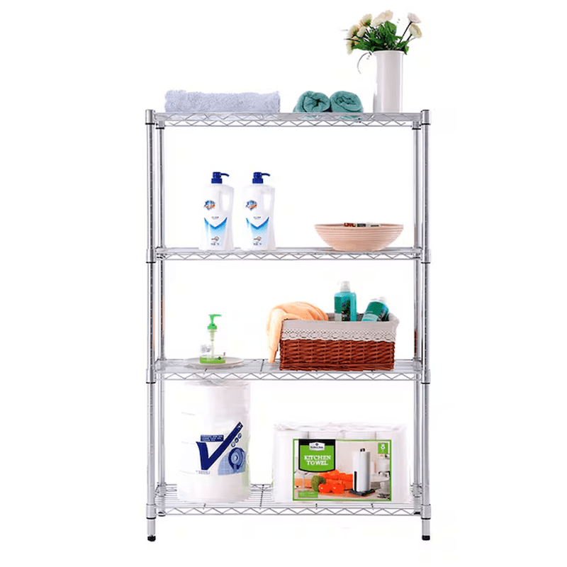 4 -Tier Chrome Metal Utility Shelving Unit with Wire Shelves ( 35.7-In W X 14-In D X 53-In H ) - Image 14