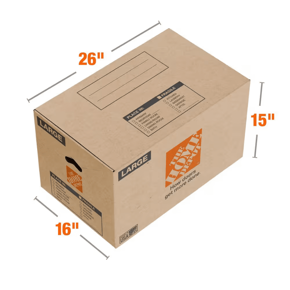 26 In. L X 16 In. W X 15 In. D Large Moving Shipping and Packing Box with Handles (10-Pack) - Image 2