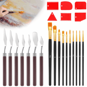23Pcs Oil Painting Tool Set, Artist Paint Brush and Palette Knife Kit for Artists and Beginners