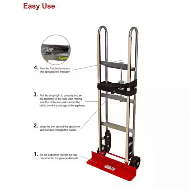 800-Lbs. Capacity 2 -Wheel Silver Aluminum Appliance Hand Truck - Image 5