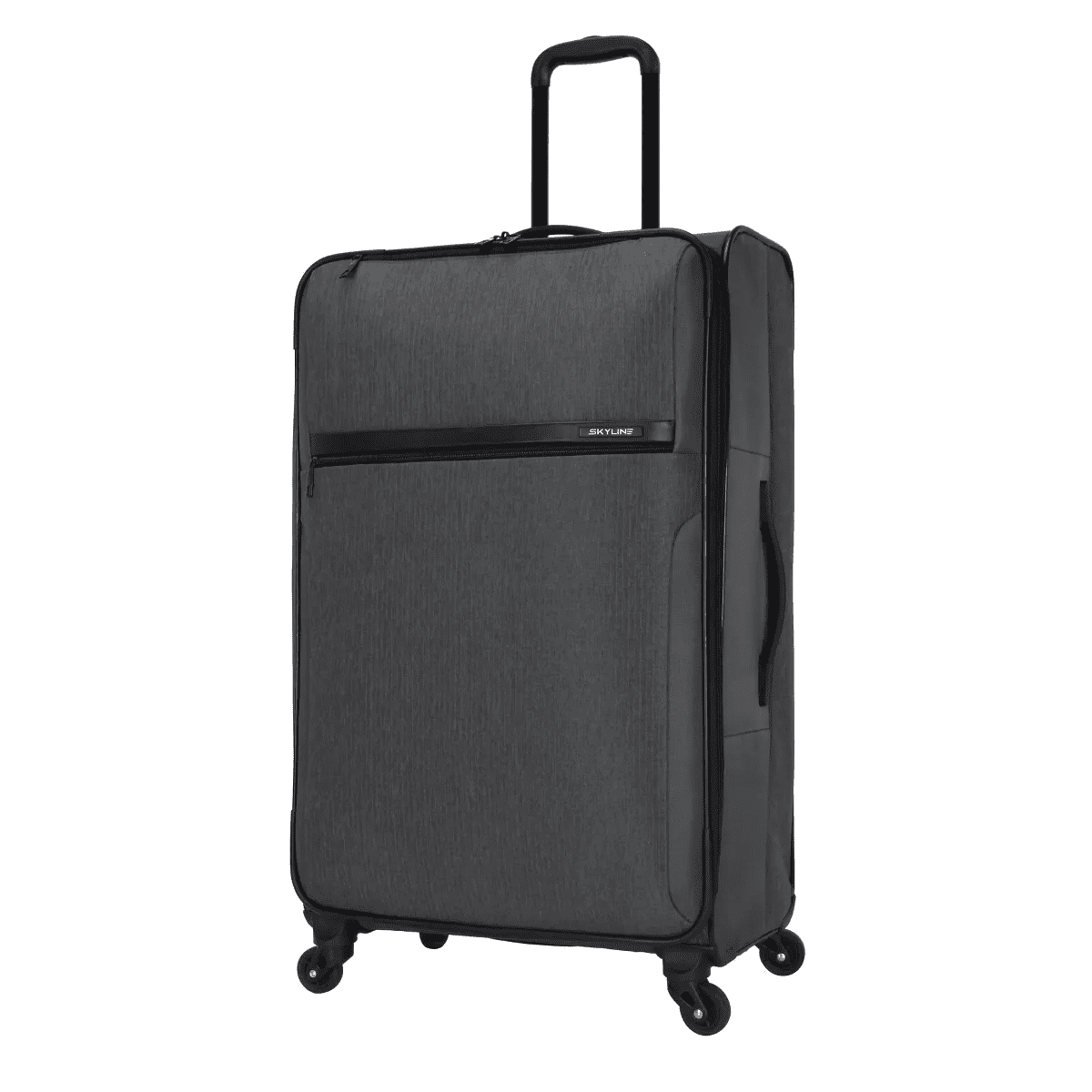 Skyline Softside Large Checked Spinner Suitcase - Gray Heather: Expandable Spinner - Image 3