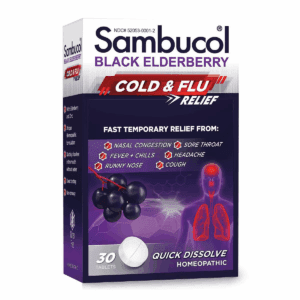 Sambucol Black Elderberry Homeopathic Cold & Flu Relief Tablets - 30Ct