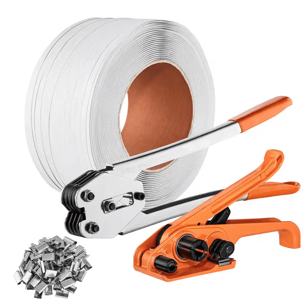 Packaging Strapping Banding Kit with Strapping Tensioner Tool, Banding Sealer Tool, 328 Ft. PP Band, 100 Metal Seals