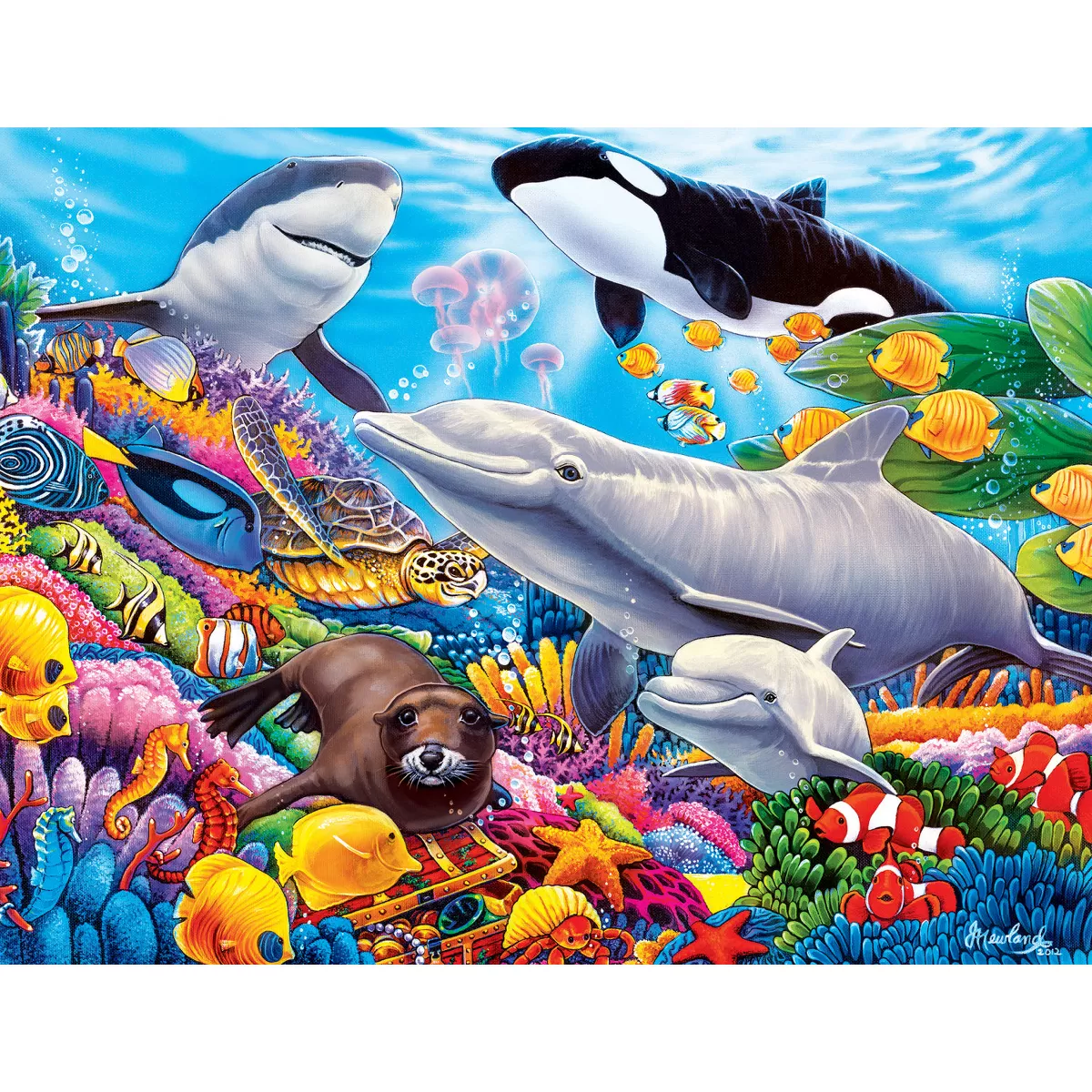 Masterpieces 100 Piece Kids Jigsaw Puzzle - Undersea Friends - 11.5"X15" - Image 3