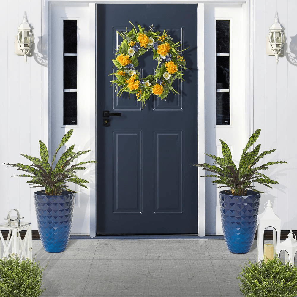 19.75 In. H Oversized Eco-Friendly PE Cobalt Blue Faux Ceramic Textured Tall Pot Planter (2-Pack) - Image 3