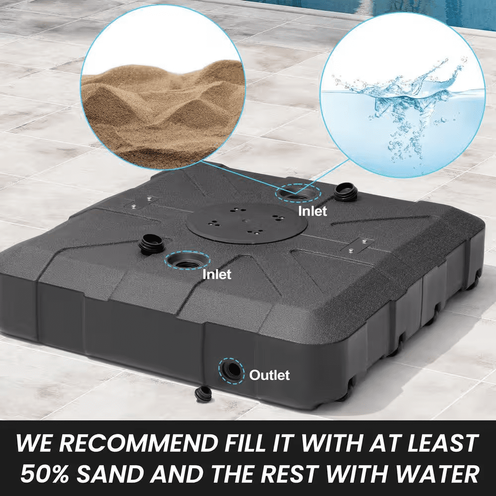 11 Ft. X 9 Ft. Double Top Rectangular Cantilever Patio Umbrella in Tan Brown with 260 Lbs. Base Stand - Image 5