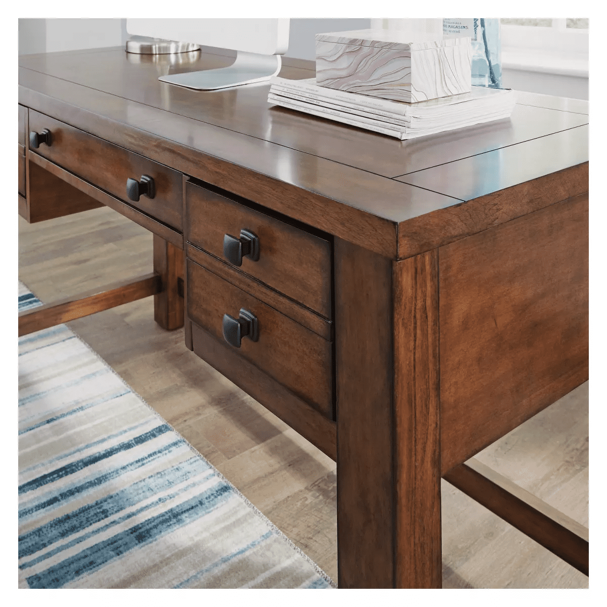 Tahoe Executive Writing Desk - Aged Maple - Home Styles: Mid-Century Modern, Hardwood Frame, Drawer Storage - Image 2