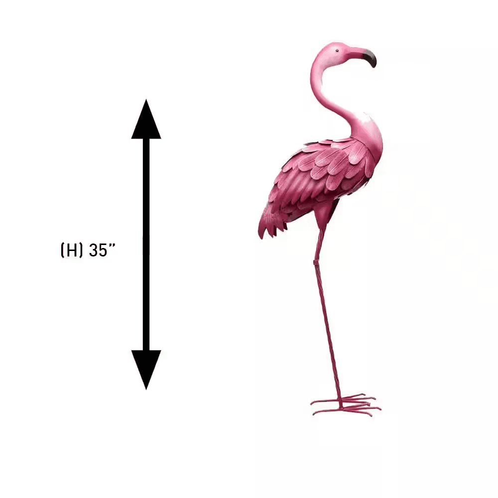 35 In. H Flamingo Metal Lawn Decor in Pink - Image 3