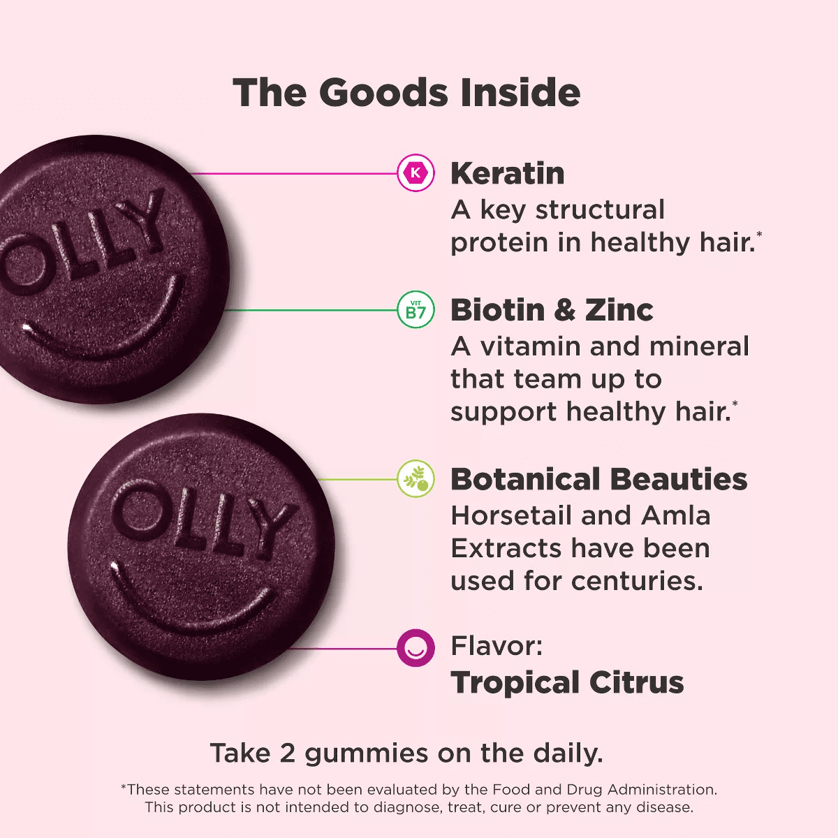 OLLY Heavenly Hair Supplement Gummies with Keratin, Amla, Biotin & Minerals - 60Ct - Image 3