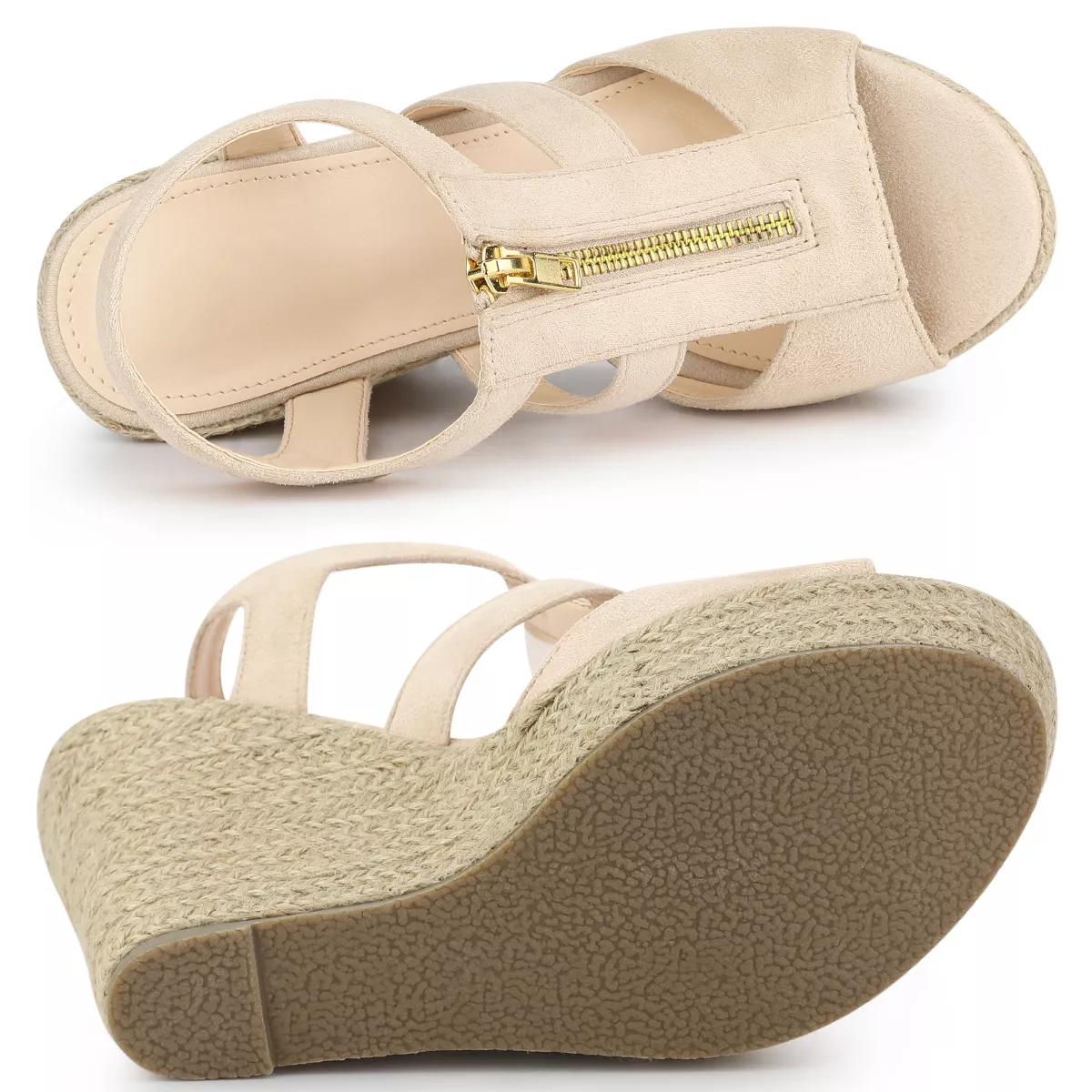 Allegra K Women'S Platform Heels Slingback Zipper Wedge Sandals - Image 6