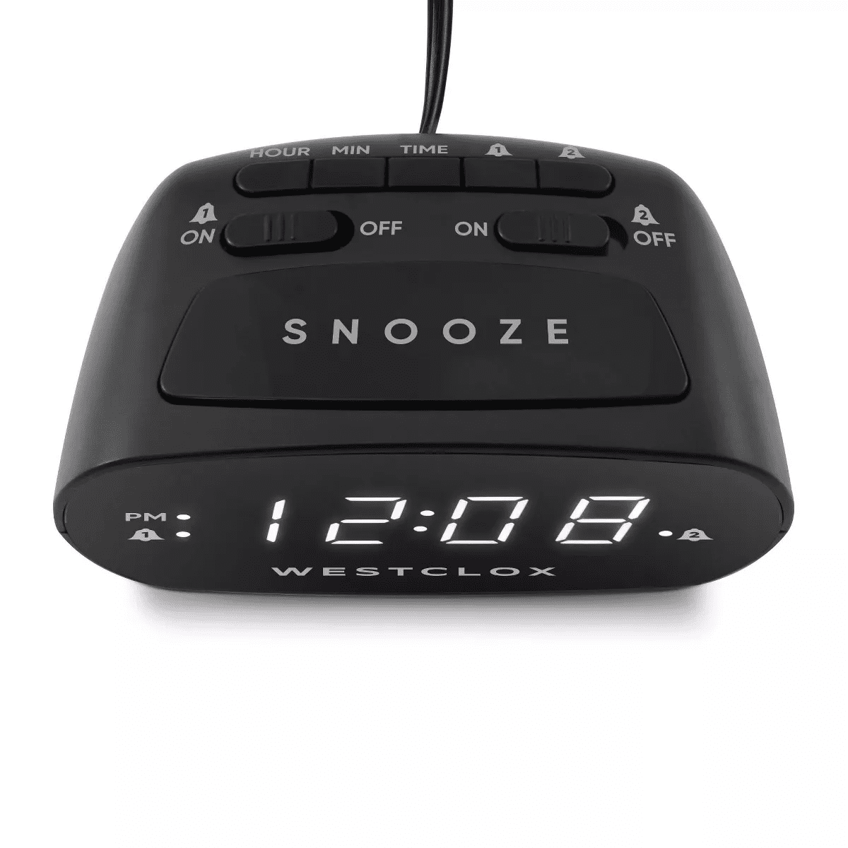 Dual Alarm Clock Black - Westclox: Electric, Battery Backup, Oversized Snooze, Modern Table Clock - Image 5
