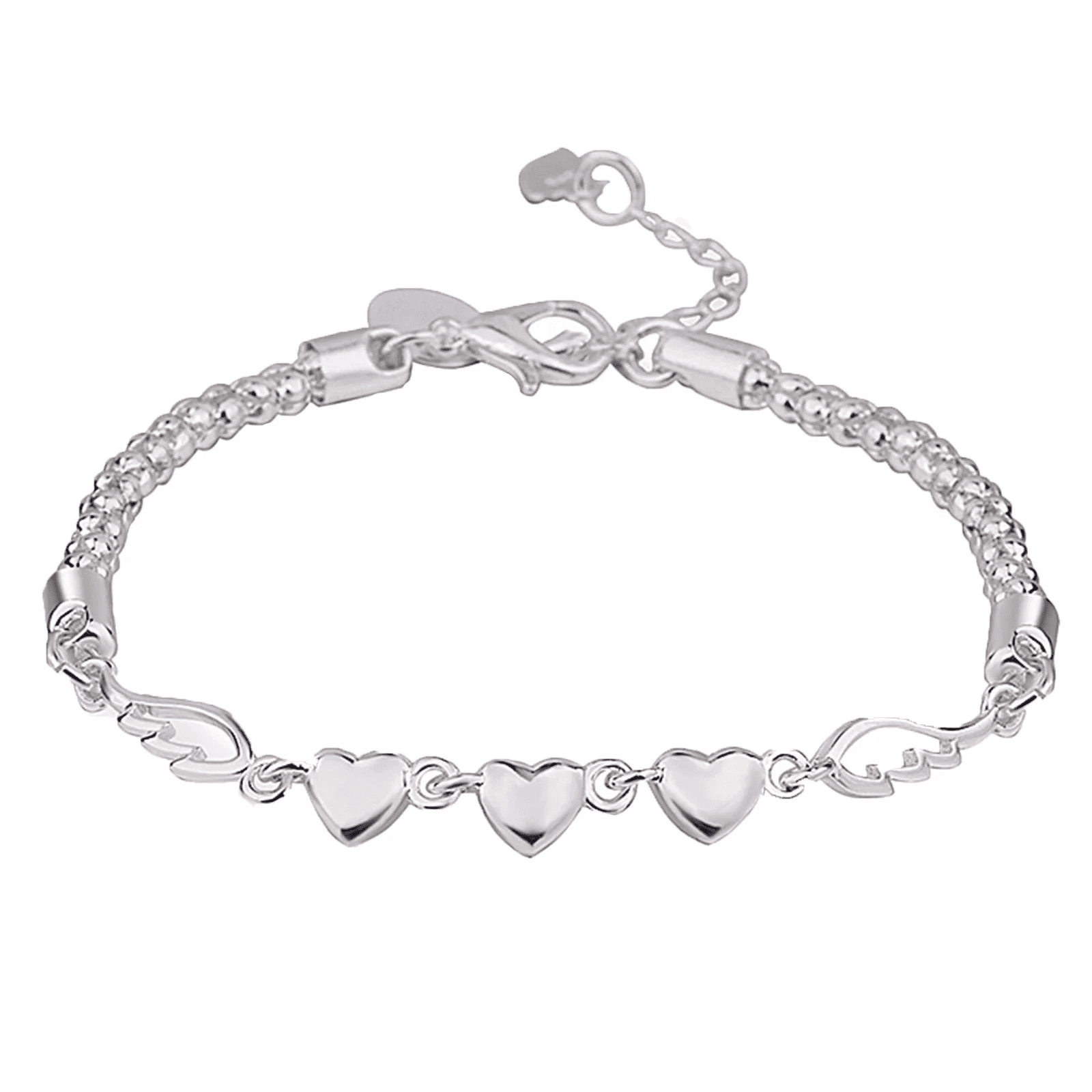 50% off Clearance Women'S 925 Sterling Silver Charm Love Heart Wings Bracelet Bangle Jewelry,1Pc - Image 2