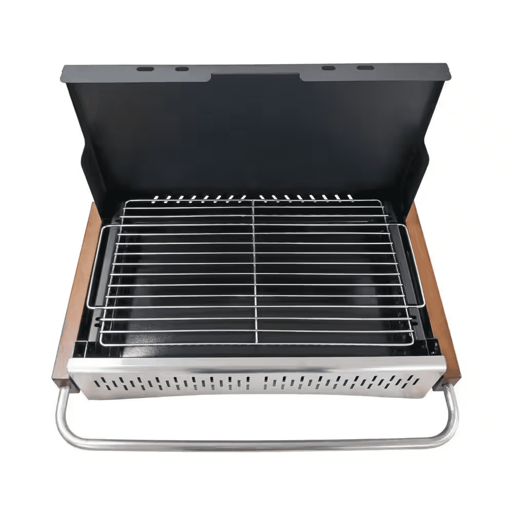 XL Portable Charcoal Grill Foldable Briefcase in Black with Foldable with Lid - Image 2