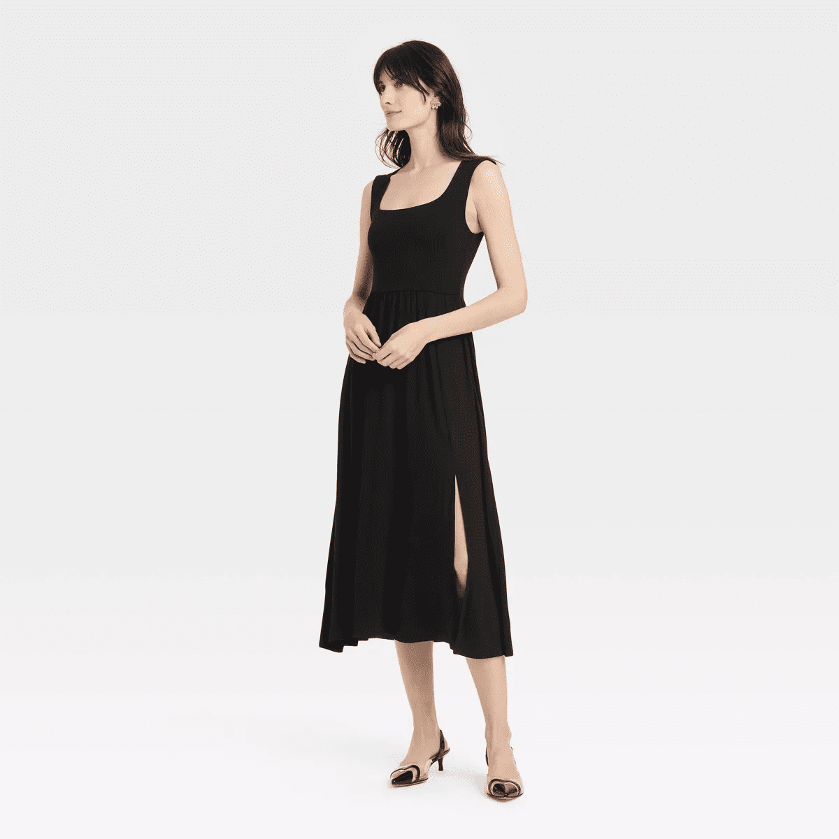 Women'S Knit Ballet Midi Shift Dress