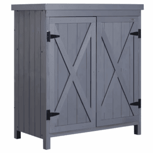 31.5 In. W X 17.75 In. D X 36.25 In. H Grey Wood Outdoor Storage Cabinet