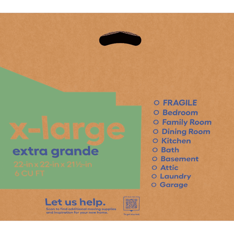 22-In W X 21.5-In H X 22-In D Classic X-Large Cardboard Moving Box with Handle Holes - Image 2