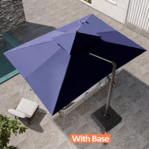 Double Top 13 Ft. X 10 Ft. Aluminum 360° Rotation Cantilever Patio Umbrella in Navy Blue with 260 Lbs. Umbrella Base