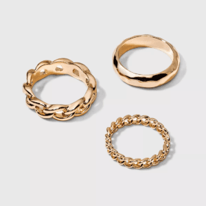 Smooth Band and Ball Ring Set 3Pc - a New Day Gold