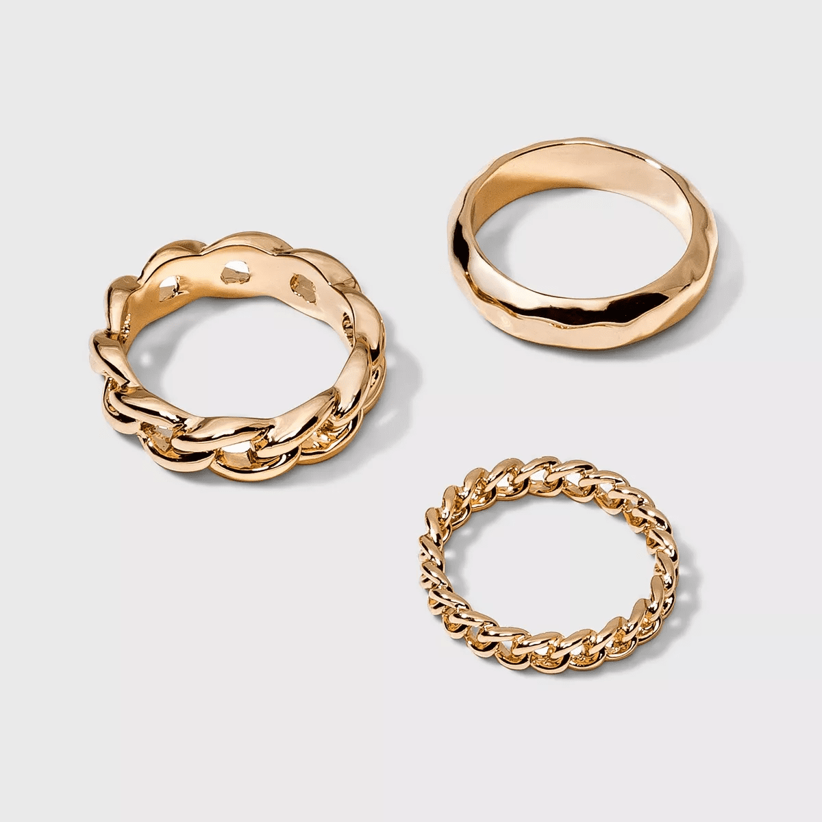 Smooth Band and Ball Ring Set 3Pc - a New Day Gold