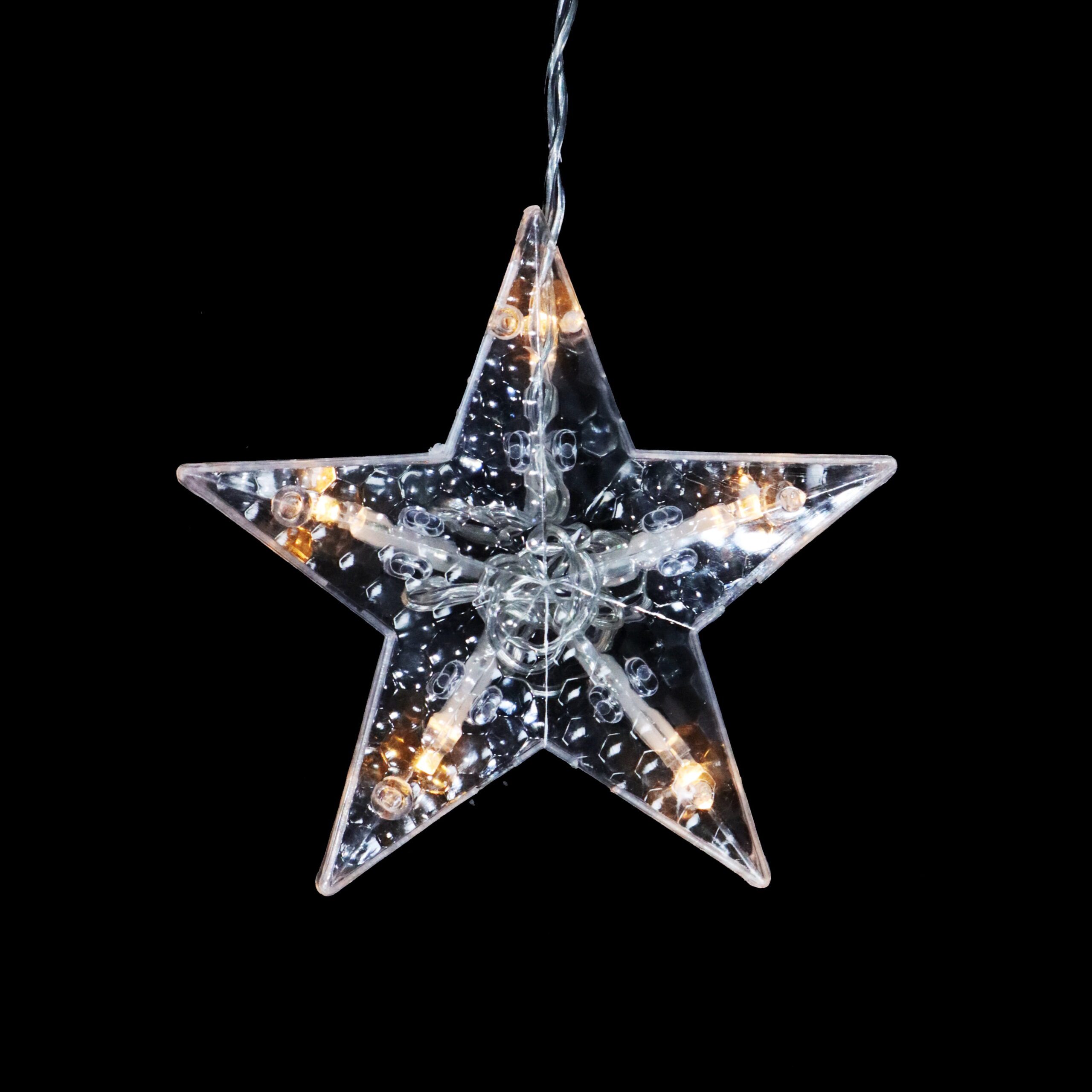 144-Count Indoor Battery Operated Warm White LED Curtain Lights with Stars and Moons - Image 7