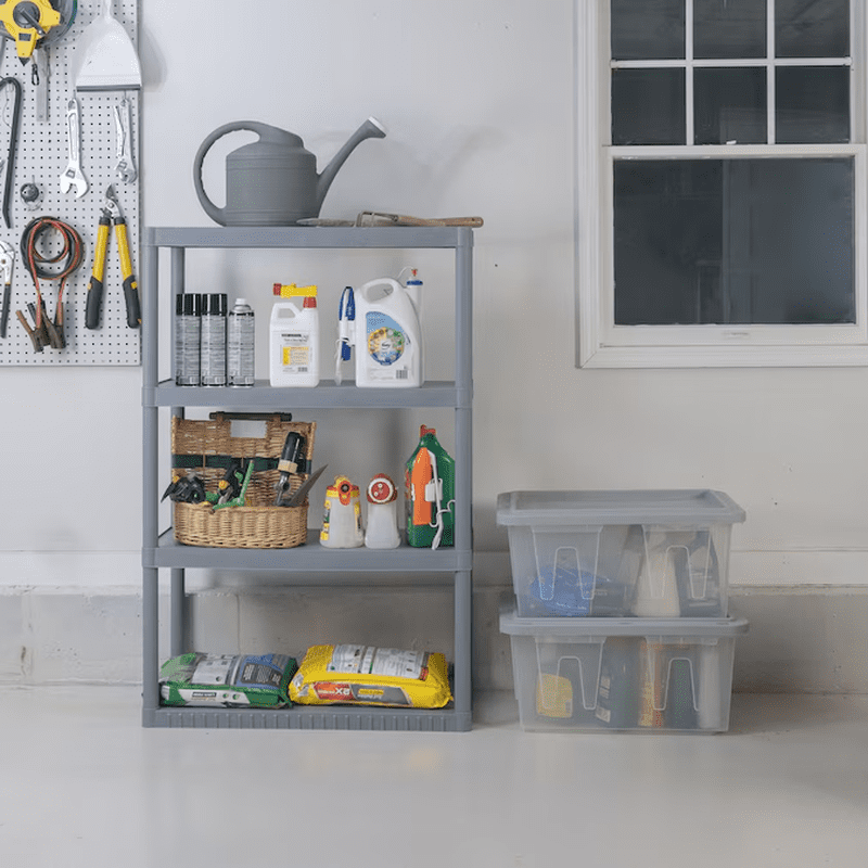 4 -Tier Gray Plastic Utility Shelving Unit with Solid Shelves ( 34.75-In W X 15.06-In D X 52.625-In H ) - Image 6