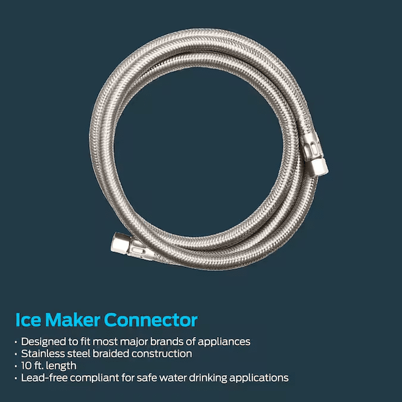 10-Ft 1/4 -In Compression Inlet X 1/4 -In Compression Outlet Stainless Steel Ice Maker Connector - Image 5