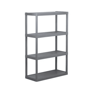 4 -Tier Gray Plastic Utility Shelving Unit with Solid Shelves ( 34.75-In W X 15.06-In D X 52.625-In H )