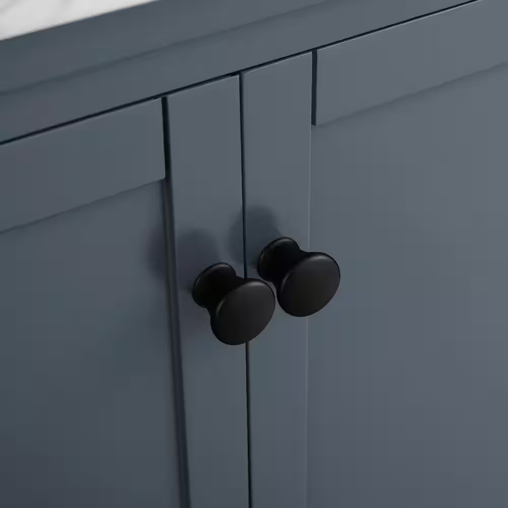 Merryfield 43 In. Single Sink Dark Blue-Grey Bath Vanity with White Carrara Marble Top (Assembled) - Image 6