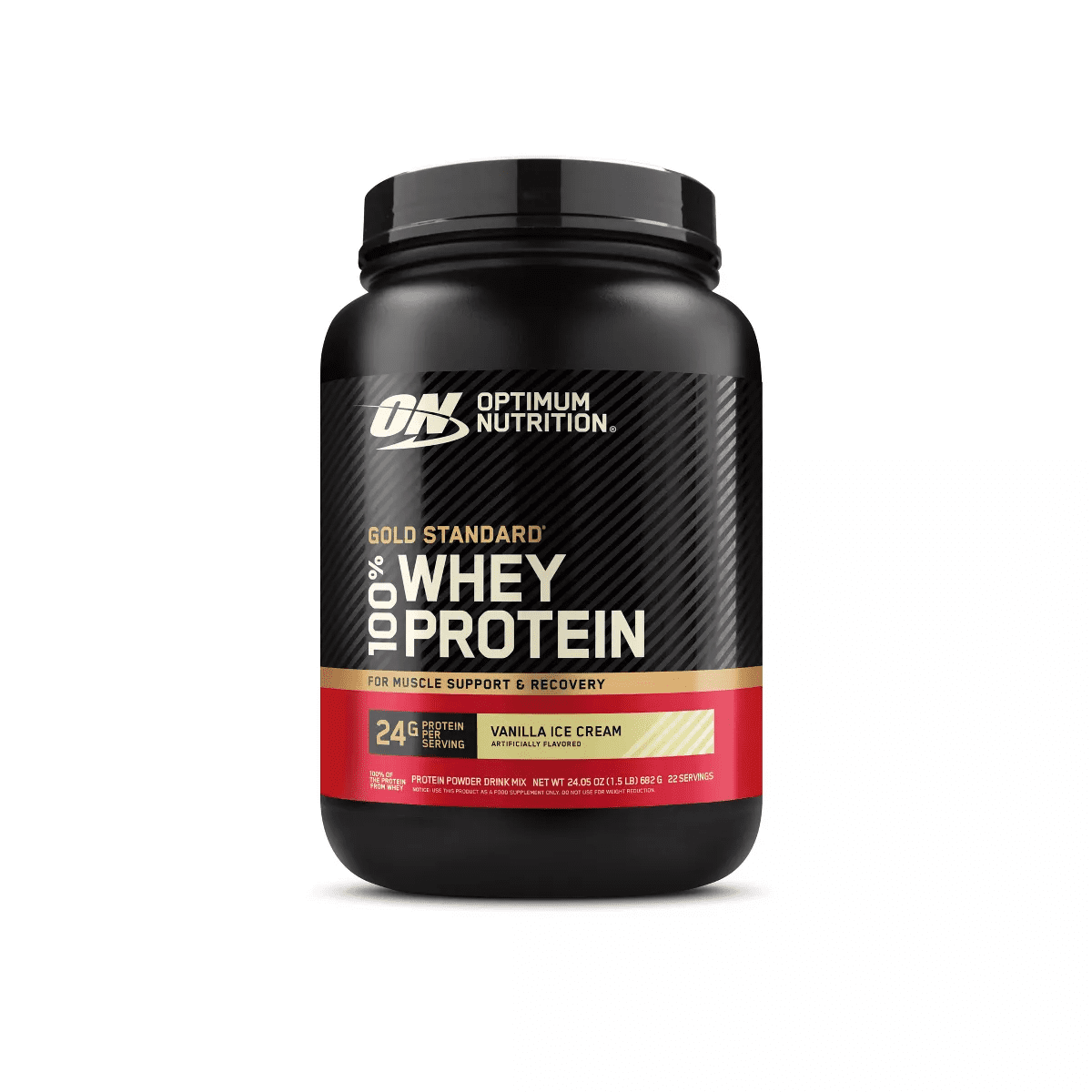 Optimum Nutrition Gold Standard 100% Whey Protein Powder - Vanilla Ice Cream - 22 Servings - 24Oz