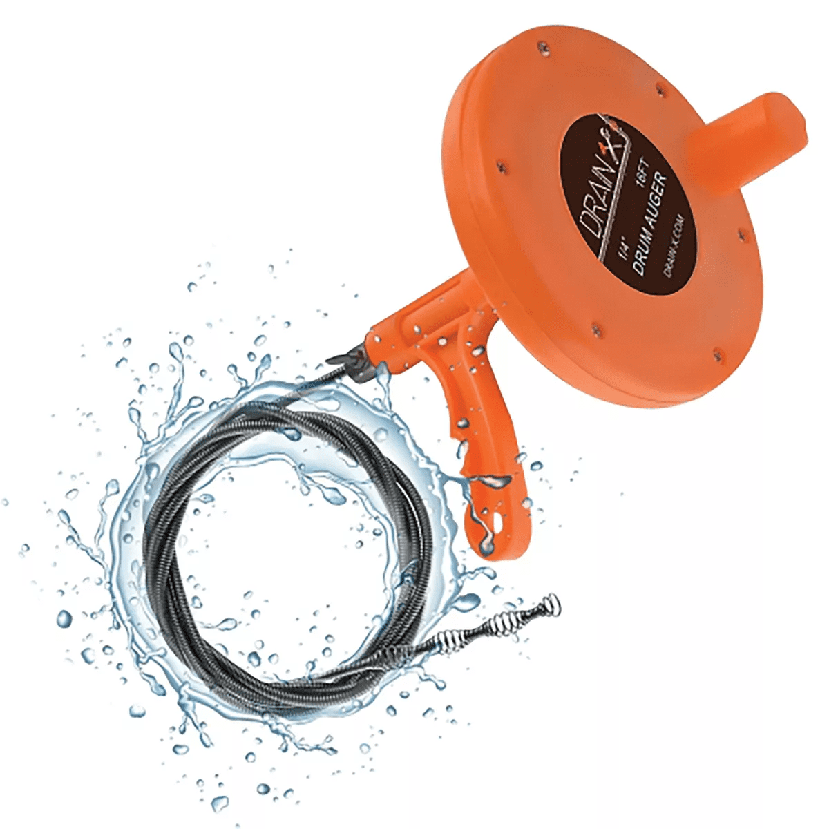 Drainx® Plumbing Snake Drain Auger, 16 Ft. in Orange - Image 6