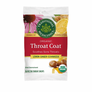 Traditional Medicinals Throat Coat Lemon Ginger Echinacea Lozenges - 16Ct