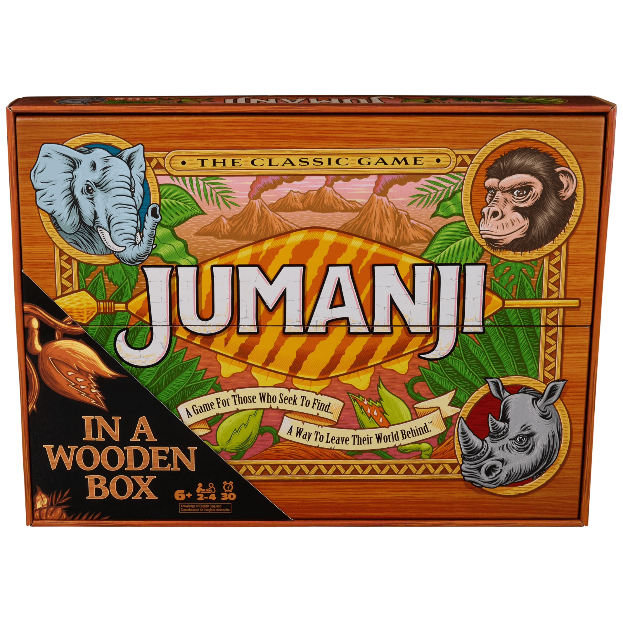 , Jumanji the Game, Real Wooden Box Edition of the Classic Adventure Board Game, Ages 8 and Up