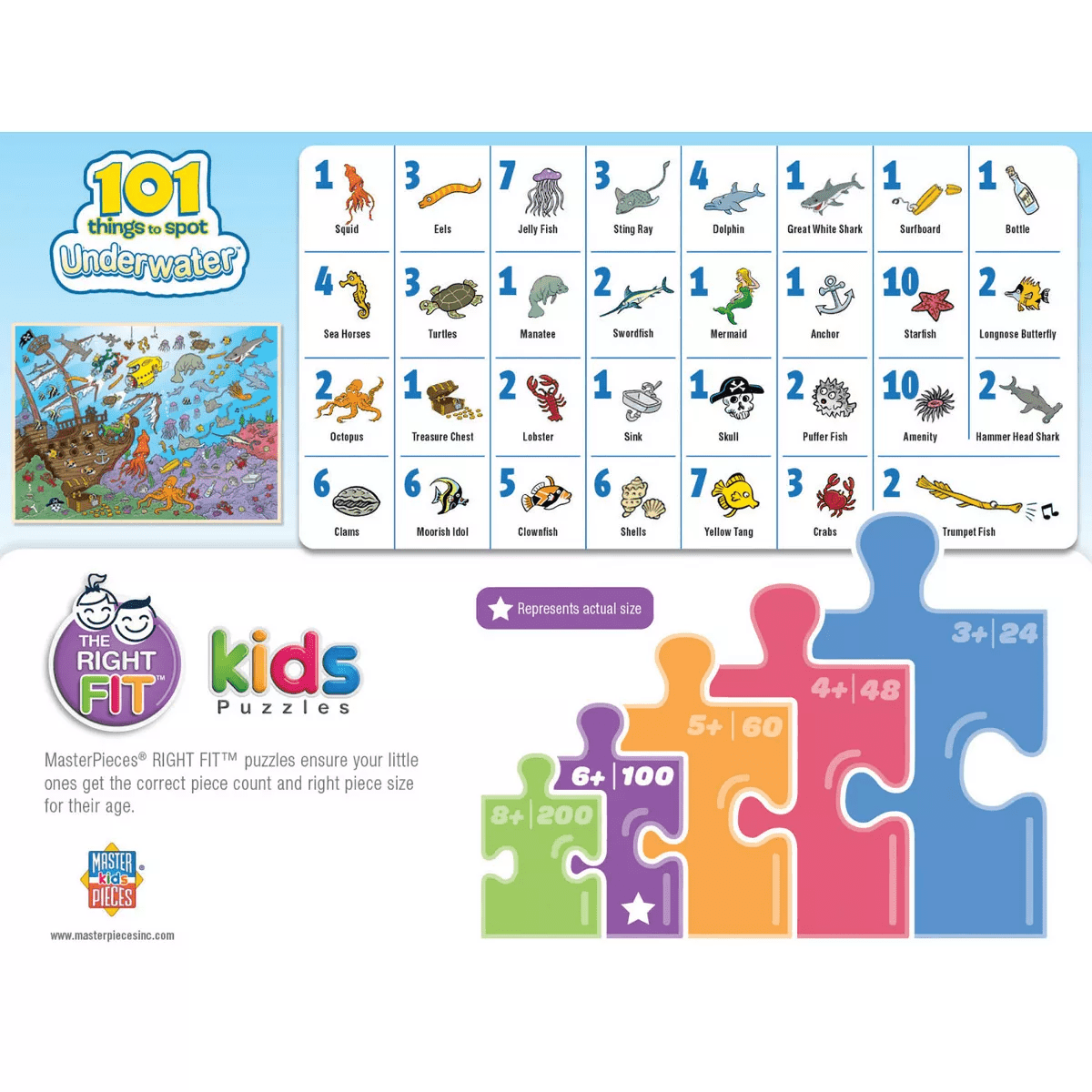 Masterpieces 100 Piece Kids Jigsaw Puzzle - 101 Things to Spot Underwater - Image 4