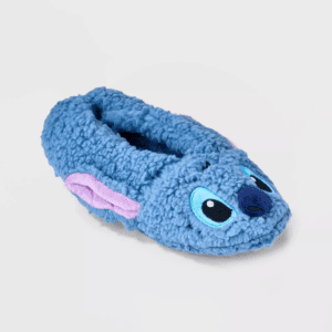 Women'S Lilo & Stitch Fluffy Slipper Socks with Grippers - Blue
